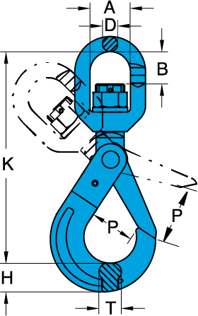 Grade 100 Eye Swivel Self Locking Hook (Ball Bearing)