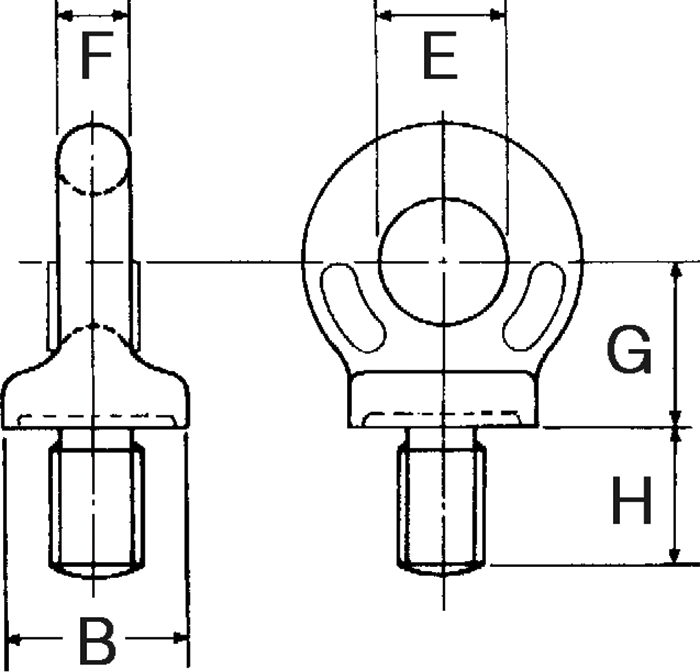 Self-Coloured Eye Bolts, Imperial Thread 3/8” – 1.0”