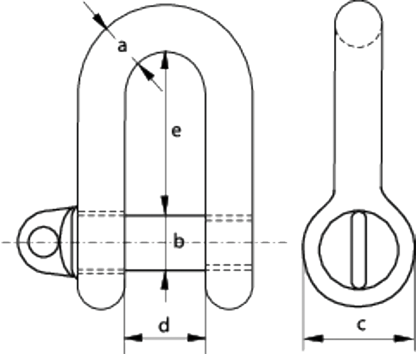 Self Colour Mild Steel Large Dee Shackles - Screw Pin